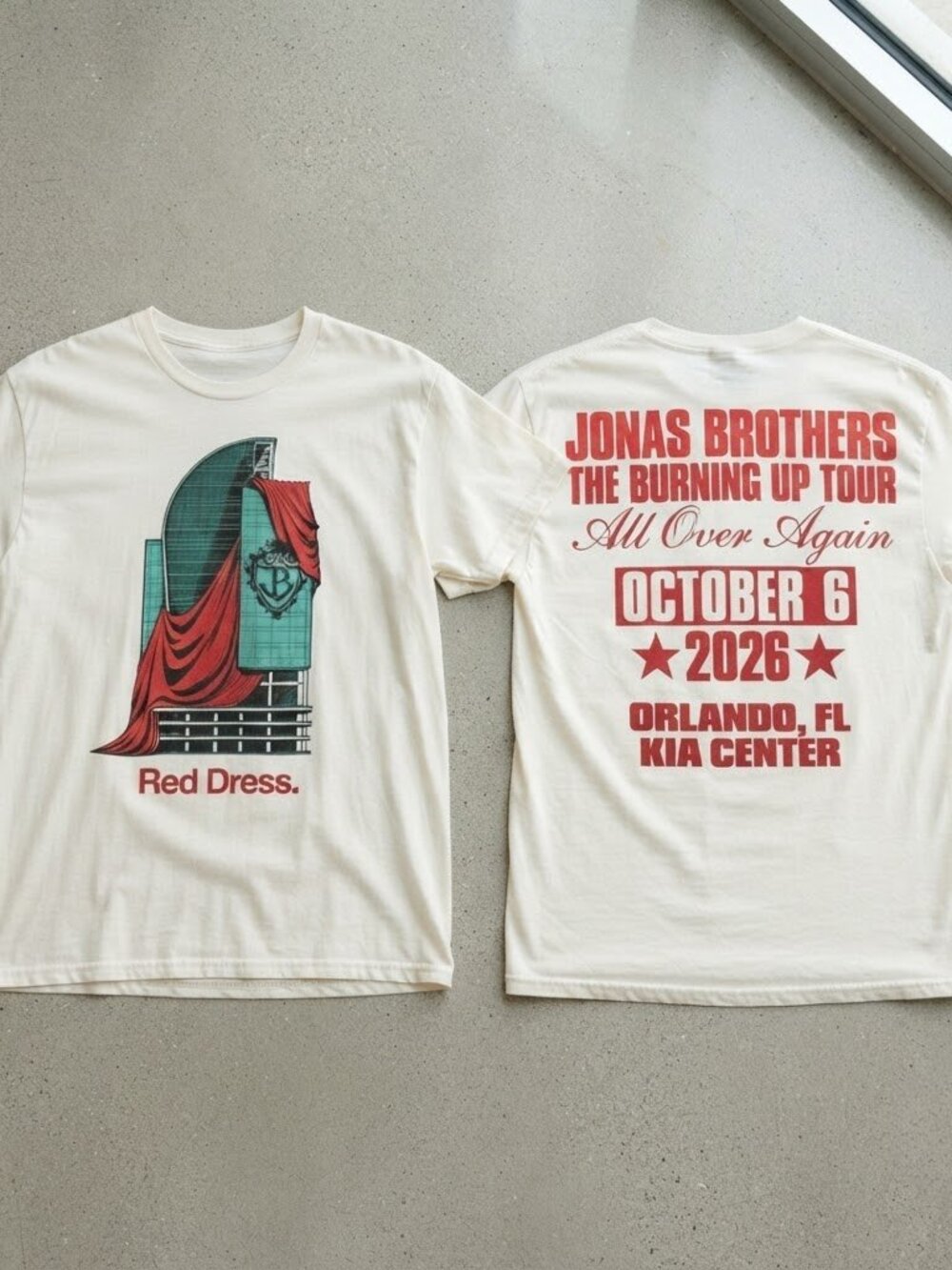 Jonas Brothers The Burning Up Tour All Over Again Orlando FL 2026 Cream T-Shirt